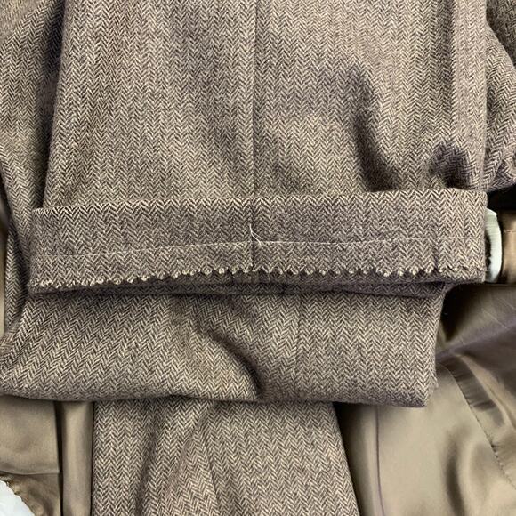 POLO by RALPH LAUREN Size 42 Long Brown Herringbone Virgin Wool Suit - Picture 12 of 15